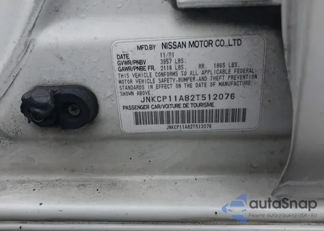 2002 Infiniti G20 Luxury from USA, damaged, VIN JNKCP11A82T512076